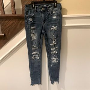 American eagle outfitters blue ripped skinny jeans size 4
